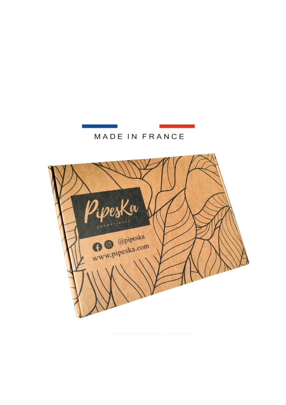 Packaging kraft éco‑responsable, motif botanique noir, étiquette premium Pipeska, signature Made in France. COSMOS Organic Pipeska Lingzhi Repairing Mask – Curly, Coily & Kinky Hair | 200 ml