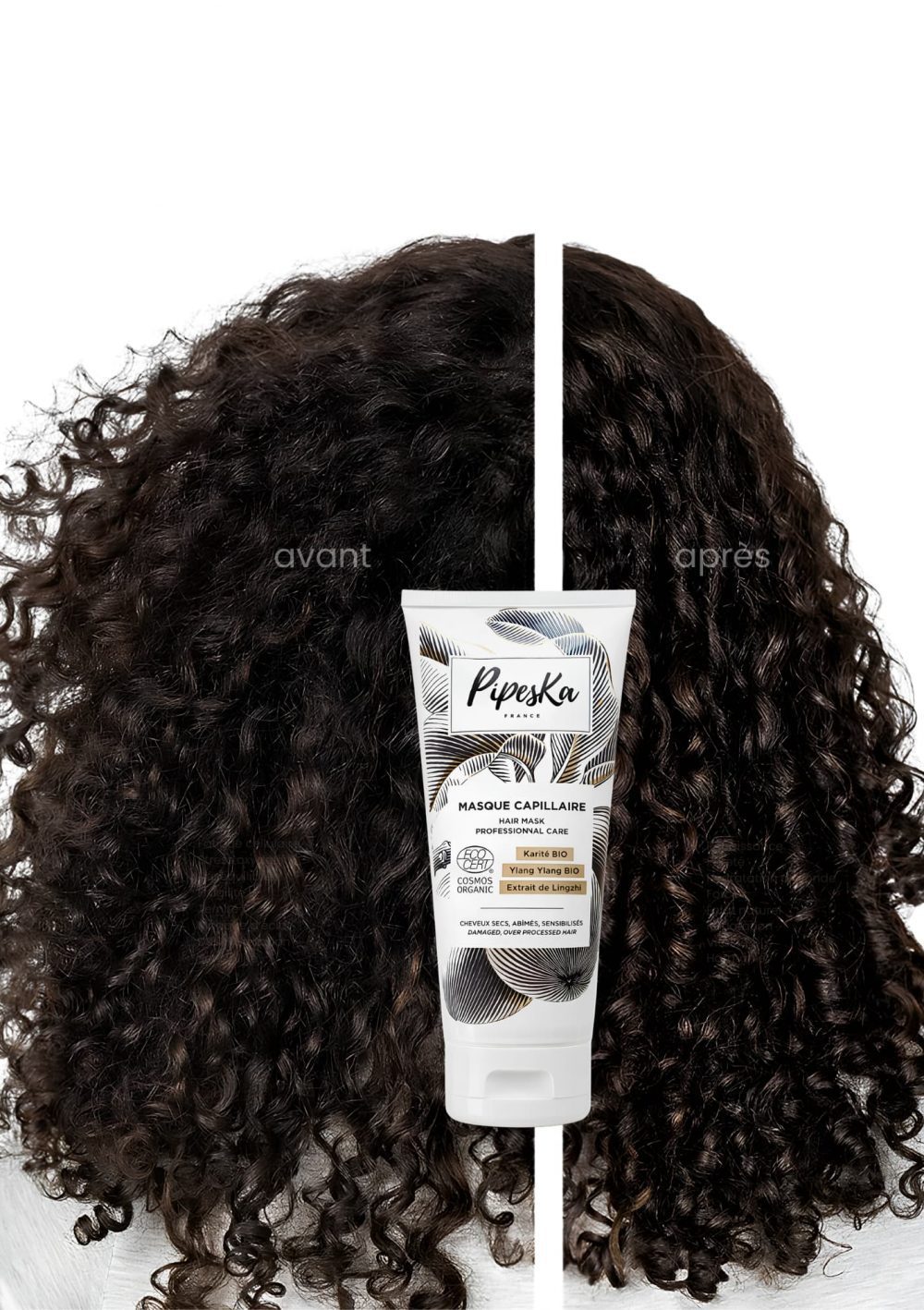 avant apres masque reparateur Lingzhi Pipeska COSMOS Organic Pipeska Lingzhi Repairing Mask – Curly, Coily & Kinky Hair | 200 ml